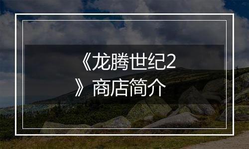《龙腾世纪2》商店简介