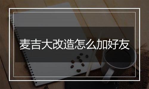 麦吉大改造怎么加好友