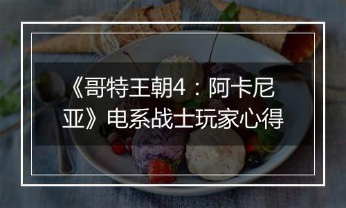 《哥特王朝4：阿卡尼亚》电系战士玩家心得