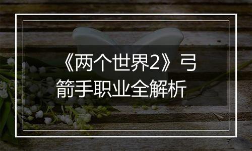 《两个世界2》弓箭手职业全解析