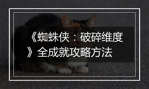 《蜘蛛侠：破碎维度》全成就攻略方法