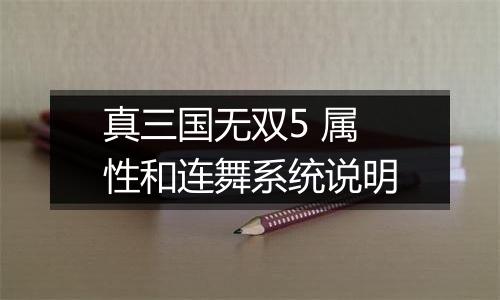真三国无双5 属性和连舞系统说明