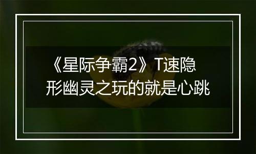 《星际争霸2》T速隐形幽灵之玩的就是心跳