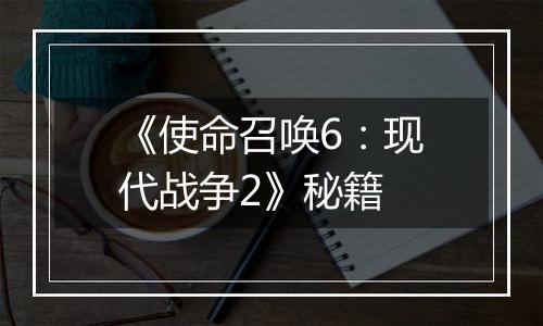 《使命召唤6：现代战争2》秘籍