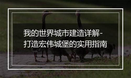 我的世界城市建造详解-打造宏伟城堡的实用指南