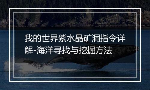 我的世界紫水晶矿洞指令详解-海洋寻找与挖掘方法
