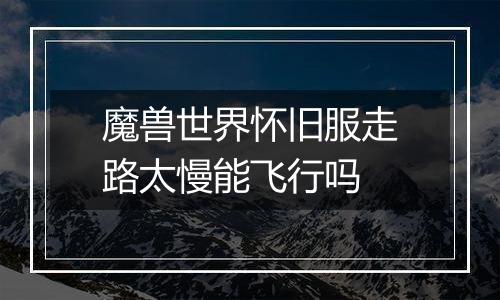 魔兽世界怀旧服走路太慢能飞行吗