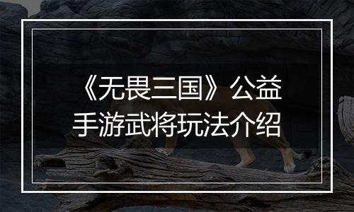 《无畏三国》公益手游武将玩法介绍