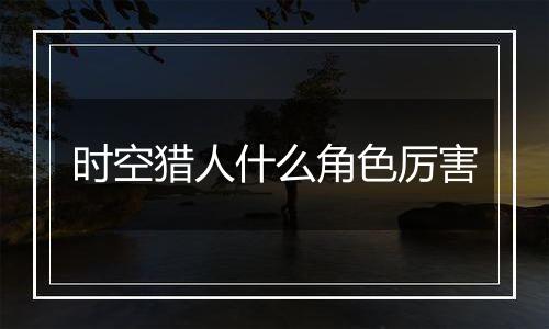 时空猎人什么角色厉害