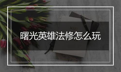 曙光英雄法修怎么玩
