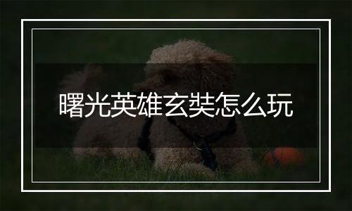 曙光英雄玄奘怎么玩