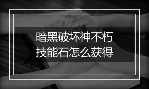 暗黑破坏神不朽技能石怎么获得
