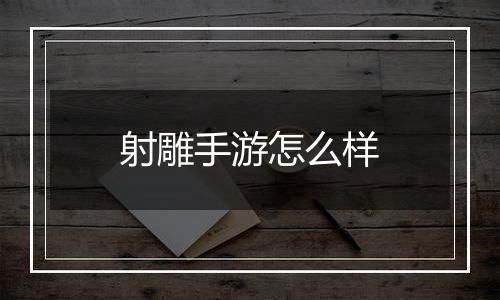 射雕手游怎么样