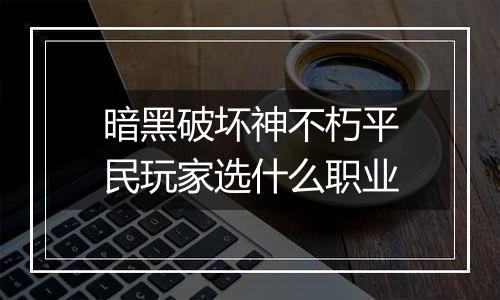 暗黑破坏神不朽平民玩家选什么职业