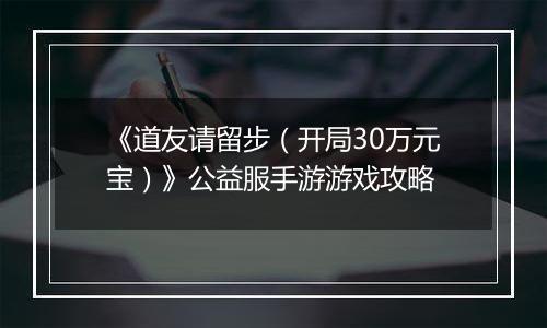 《道友请留步（开局30万元宝）》公益服手游游戏攻略