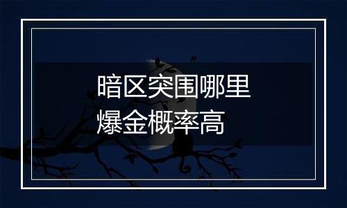 暗区突围哪里爆金概率高
