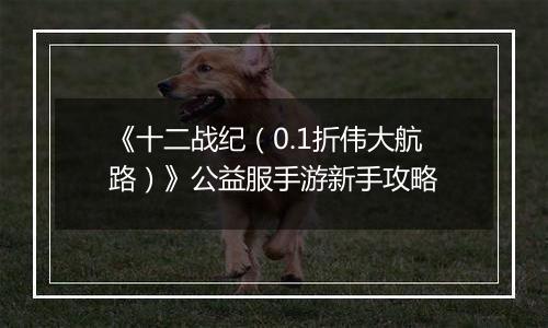 《十二战纪（0.1折伟大航路）》公益服手游新手攻略