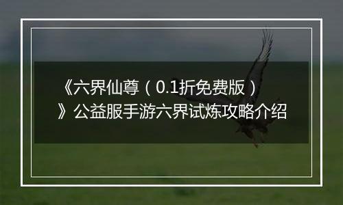 《六界仙尊（0.1折免费版）》公益服手游六界试炼攻略介绍