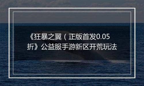 《狂暴之翼（正版首发0.05折》公益服手游新区开荒玩法