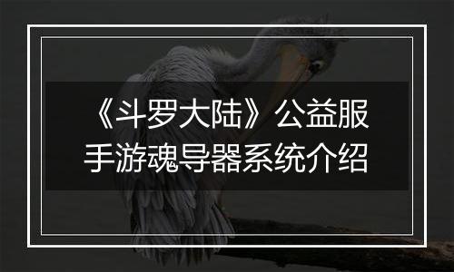 《斗罗大陆》公益服手游魂导器系统介绍