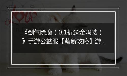 《剑气除魔（0.1折送金吗喽）》手游公益服【萌新攻略】游戏前期如何快速成长