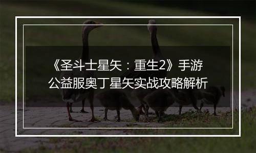 《圣斗士星矢：重生2》手游公益服奥丁星矢实战攻略解析