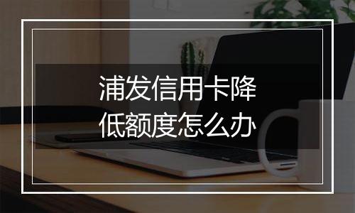 浦发信用卡降低额度怎么办