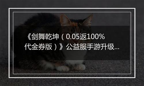 《剑舞乾坤（0.05返100%代金券版）》公益服手游升级攻略