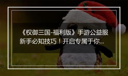《权御三国-福利版》手游公益服新手必知技巧！开启专属于你的三国时代！