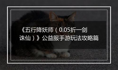 《五行降妖师（0.05折一剑诛仙）》公益服手游玩法攻略篇