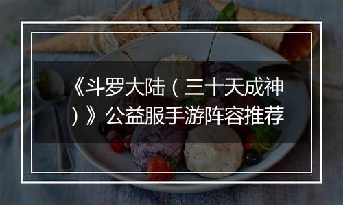 《斗罗大陆（三十天成神）》公益服手游阵容推荐