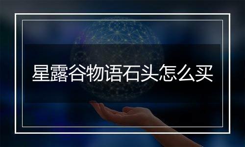 星露谷物语石头怎么买