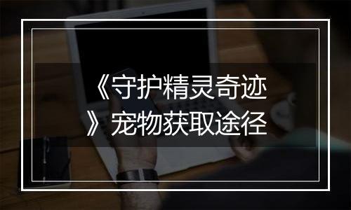 《守护精灵奇迹》宠物获取途径