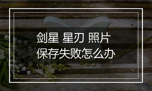 剑星 星刃 照片保存失败怎么办