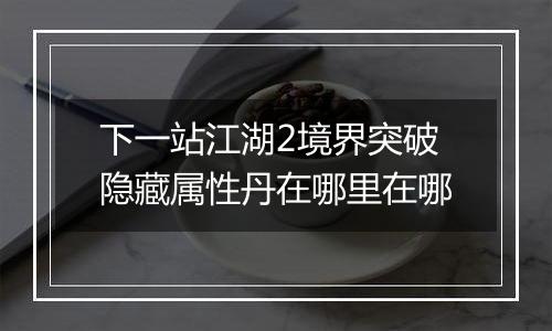 下一站江湖2境界突破隐藏属性丹在哪里在哪