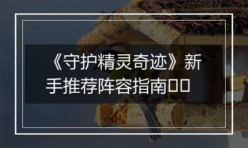《守护精灵奇迹》新手推荐阵容指南​​