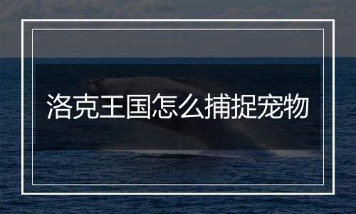 洛克王国怎么捕捉宠物
