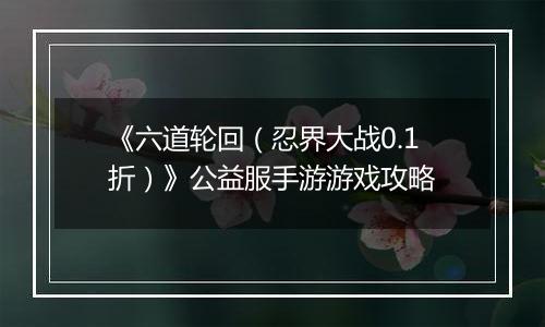 《六道轮回（忍界大战0.1折）》公益服手游游戏攻略