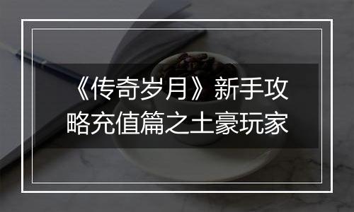 《传奇岁月》新手攻略充值篇之土豪玩家