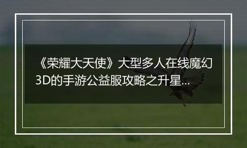 《荣耀大天使》大型多人在线魔幻3D的手游公益服攻略之升星篇！
