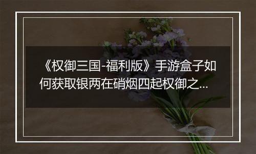 《权御三国-福利版》手游盒子如何获取银两在硝烟四起权御之间成就王者霸业！