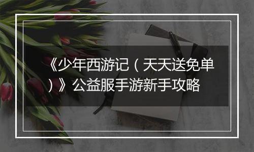 《少年西游记（天天送免单）》公益服手游新手攻略