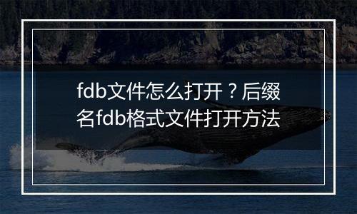 fdb文件怎么打开？后缀名fdb格式文件打开方法