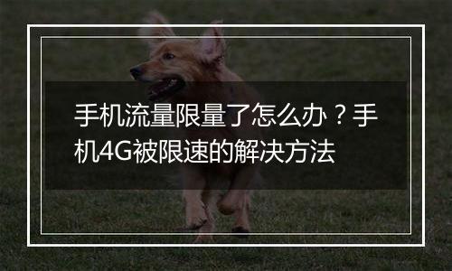 手机流量限量了怎么办？手机4G被限速的解决方法