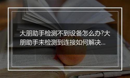 大朋助手检测不到设备怎么办?大朋助手未检测到连接如何解决?