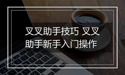 叉叉助手技巧 叉叉助手新手入门操作