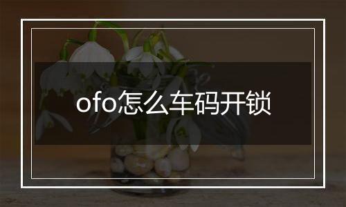 ofo怎么车码开锁