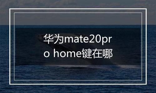华为mate20pro home键在哪
