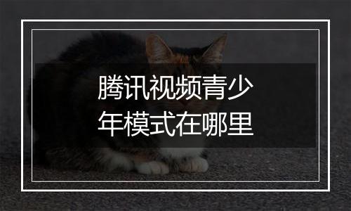 腾讯视频青少年模式在哪里