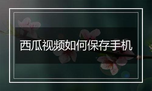 西瓜视频如何保存手机